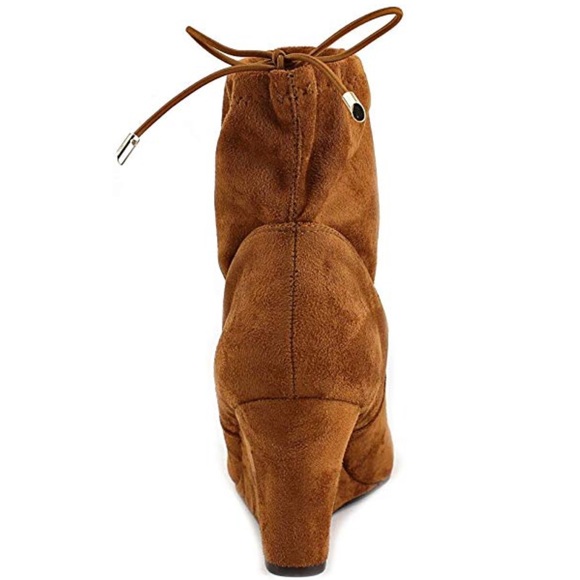 Whiskey Tie Back Sock Ankle Wedge Booties - Picture 3 of 4